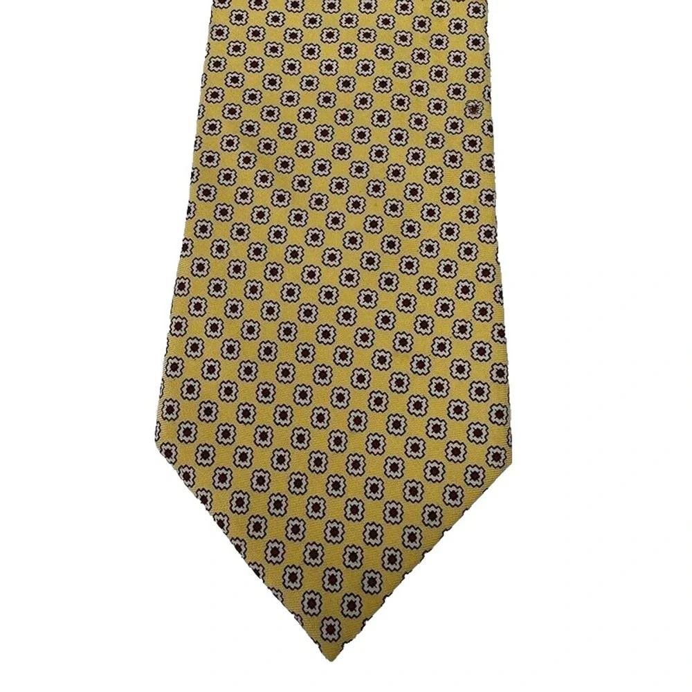 Brooks‎ Brothers Makers Neck Tie Silk Geometric Yellow USA Mens